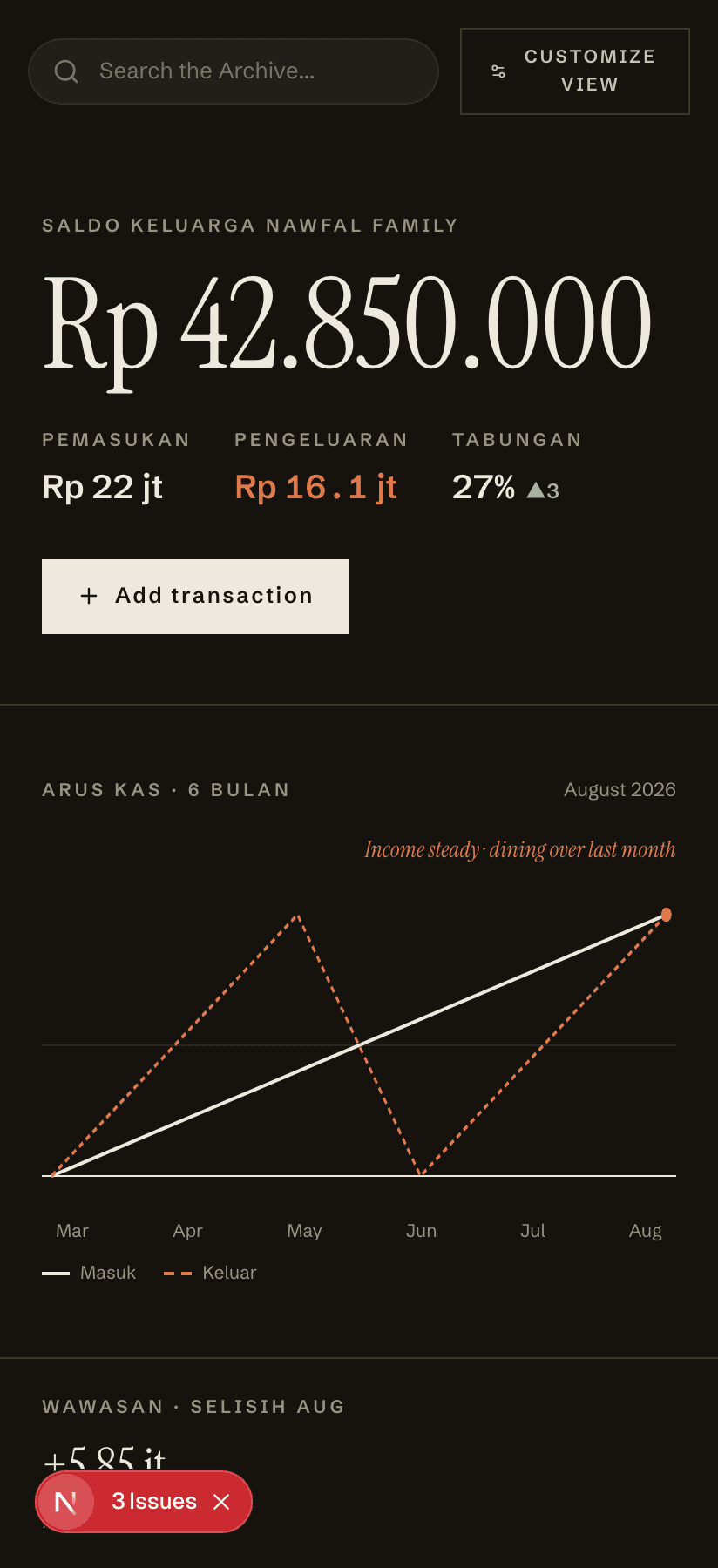 Family Finance 4 Ledger beranda (live web components)