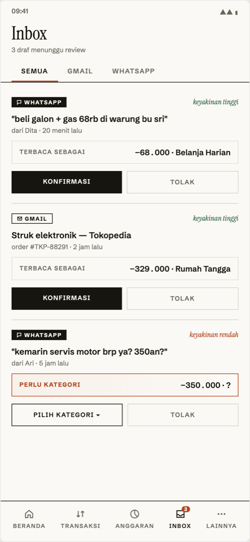 Family Finance 4 Ledger inbox intake
