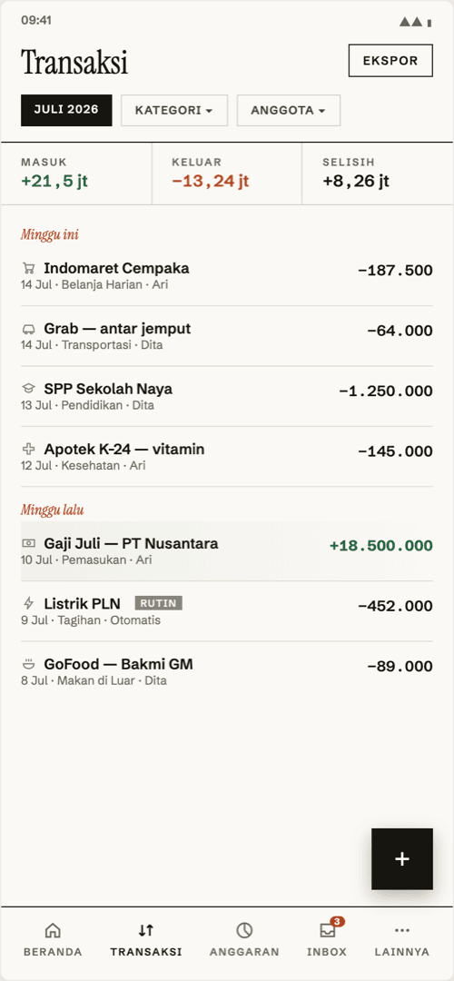 Family Finance 4 Ledger transactions